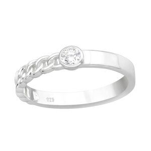 Sterling Silver Diamond Ring with Braided Band